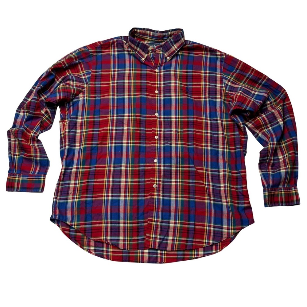 Ralph Lauren Mens XL Button Down Shirt Classic Fit Plaid Multi Color Preppy